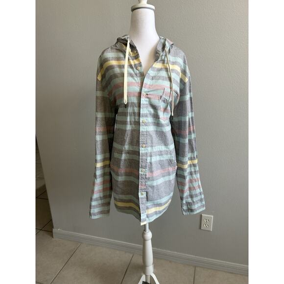 Vintage Levi’s Jacket Hoodie Stripes Button Down Long Sleeve 90s Retro Y2K XL - Picture 1 of 10